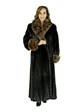 Woman's Dark Mahogany Female Mink Fur Coat with Sable Collar and Cuffs