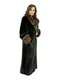 Woman's Dark Mahogany Female Mink Fur Coat with Sable Collar and Cuffs