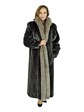 Woman's Ranch Mink Fur Coat with Indigo Fox Tuxedo Front