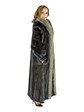 Woman's Ranch Mink Fur Coat with Indigo Fox Tuxedo Front