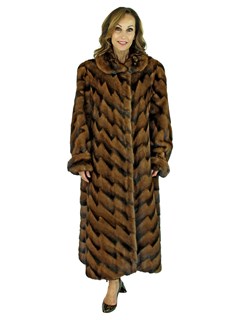 Scaasi Demi Buff and Mahogany Mink Fur Directional Coat - XL| Estate Furs