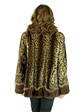 Woman's Animal Print Female Mink Fur Jacket with Sable Trim