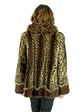 Woman's Animal Print Female Mink Fur Jacket with Sable Trim