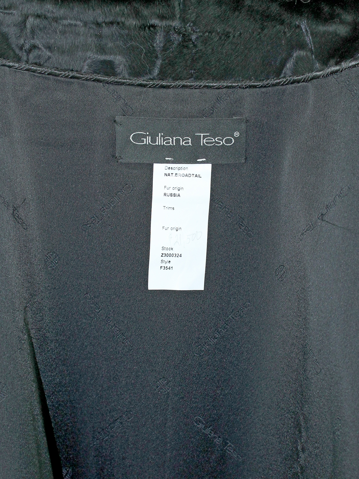 Giuliana Teso Black Lamb Coat w/ Beading - Estate Furs