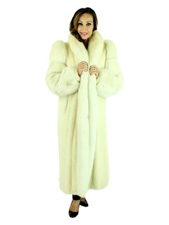 Tourmaline Mink Fur Coat with Fox Sleeves and Tuxedo Front - Women's ...