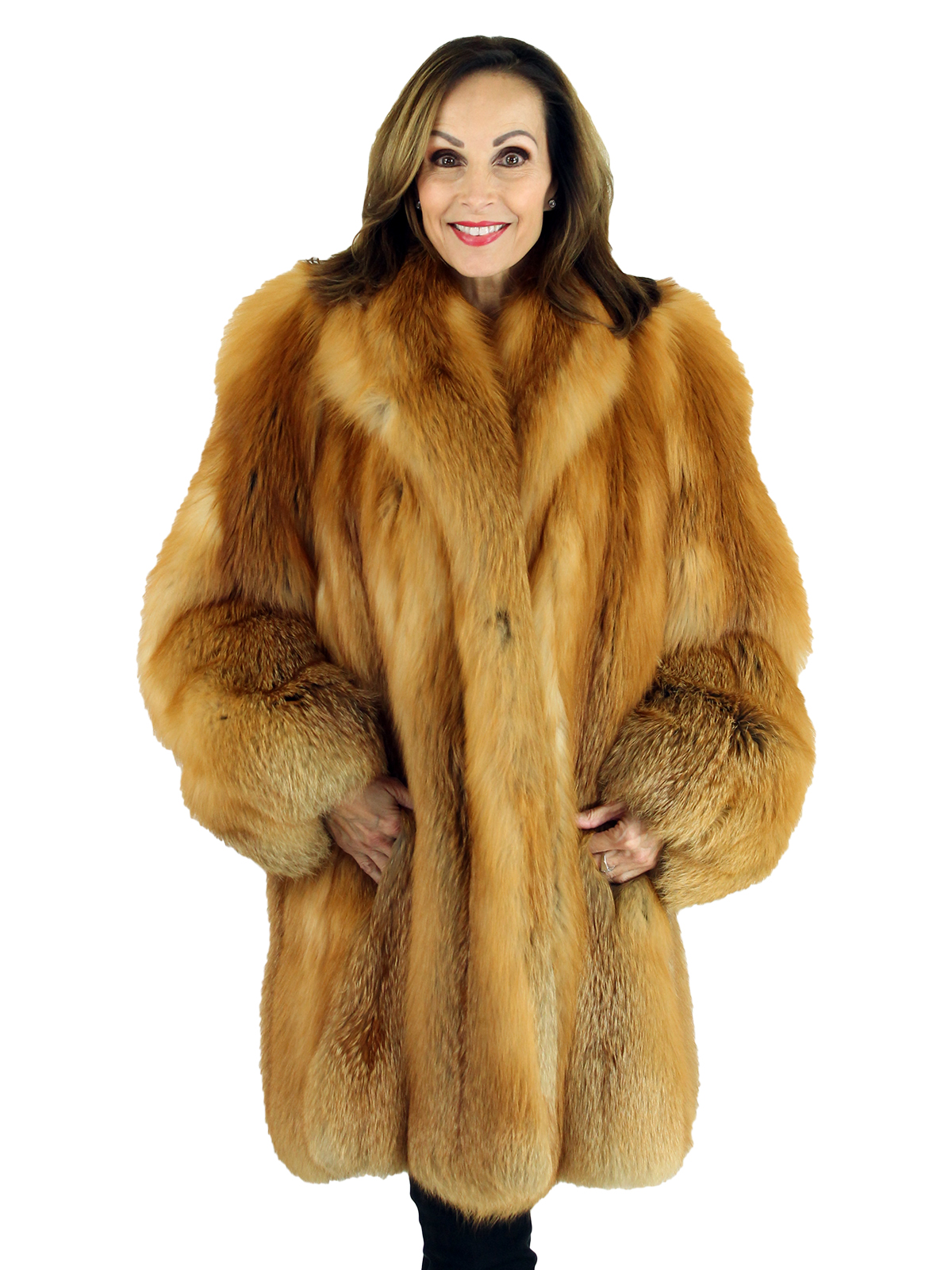 Woman's Natural Red Fox Fur Stroller