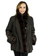 Woman's Brown Sheared Mink Jacket Reversing to Rain Fabric