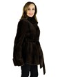 Woman's Brown Sheared Mink Jacket Reversing to Rain Fabric