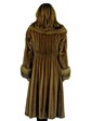 Woman's Demi Buff Female Mink Fur Coat with Stone Marten Collar and Cuffs