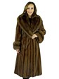 Woman's Demi Buff Female Mink Fur Coat with Stone Marten Collar and Cuffs