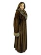 Woman's Demi Buff Mink Fur Coat with Crystal Fox Collar and Cuffs