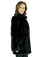 Woman's Black Sheared Mink Fur Jacket, Reversing to Rain Fabric