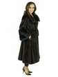 Woman's Mahogany Female Mink Fur Coat with Dyed Sable Cuffs