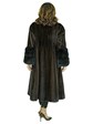 Woman's Mahogany Female Mink Fur Coat with Dyed Sable Cuffs