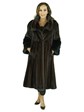 Woman's Mahogany Female Mink Fur Coat with Dyed Sable Cuffs