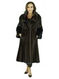 Woman's Mahogany Female Mink Fur Coat with Dyed Sable Cuffs