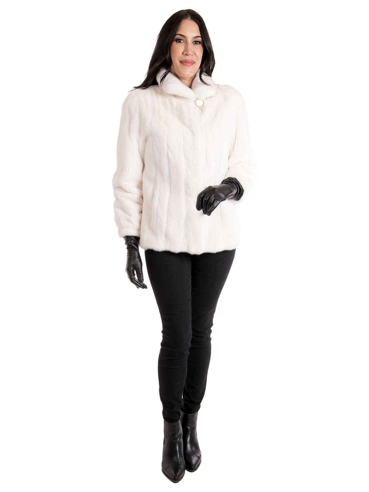 Woman's White Female Mink Fur Jacket 