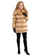 Woman's Gold Sheared and Laser Grooved Mink Fur Jacket