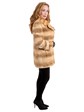 Woman's Gold Sheared and Laser Grooved Mink Fur Jacket