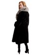 Woman's Ranch Sheared Mink 7/8 Coat with Natural Silver Fox Collar