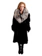 Woman's Ranch Sheared Mink 7/8 Coat with Natural Silver Fox Collar
