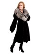 Woman's Ranch Sheared Mink 7/8 Coat with Natural Silver Fox Collar
