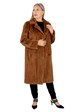 Woman's Whiskey Sheared and Grooved Mink Fur 7/8 Coat Reversible to Rain Fabric