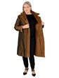 Woman's Whiskey Sheared and Grooved Mink Fur 7/8 Coat Reversible to Rain Fabric