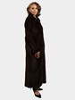Woman's Brown Sheared Mink Fur Coat with Laser Grooving