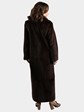 Woman's Dark Brown Sheared Mink Fur Coat with Vertical Grooving