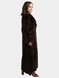Woman's Dark Brown Sheared Mink Fur Coat with Vertical Grooving