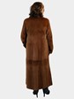 Woman's Sugar Brown Sheared Mink Fur Coat with Laser Grooving