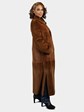 Woman's Sugar Brown Sheared Mink Fur Coat with Laser Grooving