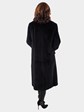 Woman's Black Sheared and Laser Grooved Mink Fur 7/8 Coat