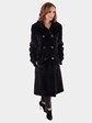 Woman's Black Sheared and Laser Grooved Mink Fur 7/8 Coat