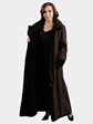 Woman's Dark Brown Sheared Mink Fur Coat Reversible to Brown Rain Taffeta