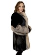 Woman's Mahogany Mink Fur Stroller With Crystal Fox Tuxedo Front And Sleeves