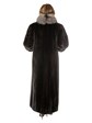 Woman's Ranch Mink Fur Coat with Indigo Fox Tuxedo Front