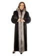 Woman's Ranch Mink Fur Coat with Indigo Fox Tuxedo Front