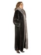 Woman's Ranch Mink Fur Coat with Indigo Fox Tuxedo Front