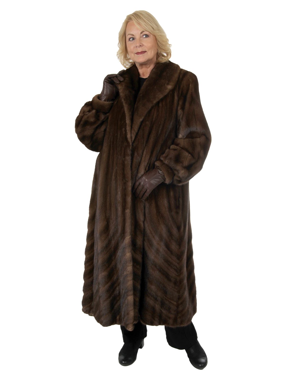 Woman's Demi Buff Female Mink Fur Coat with Directional Body