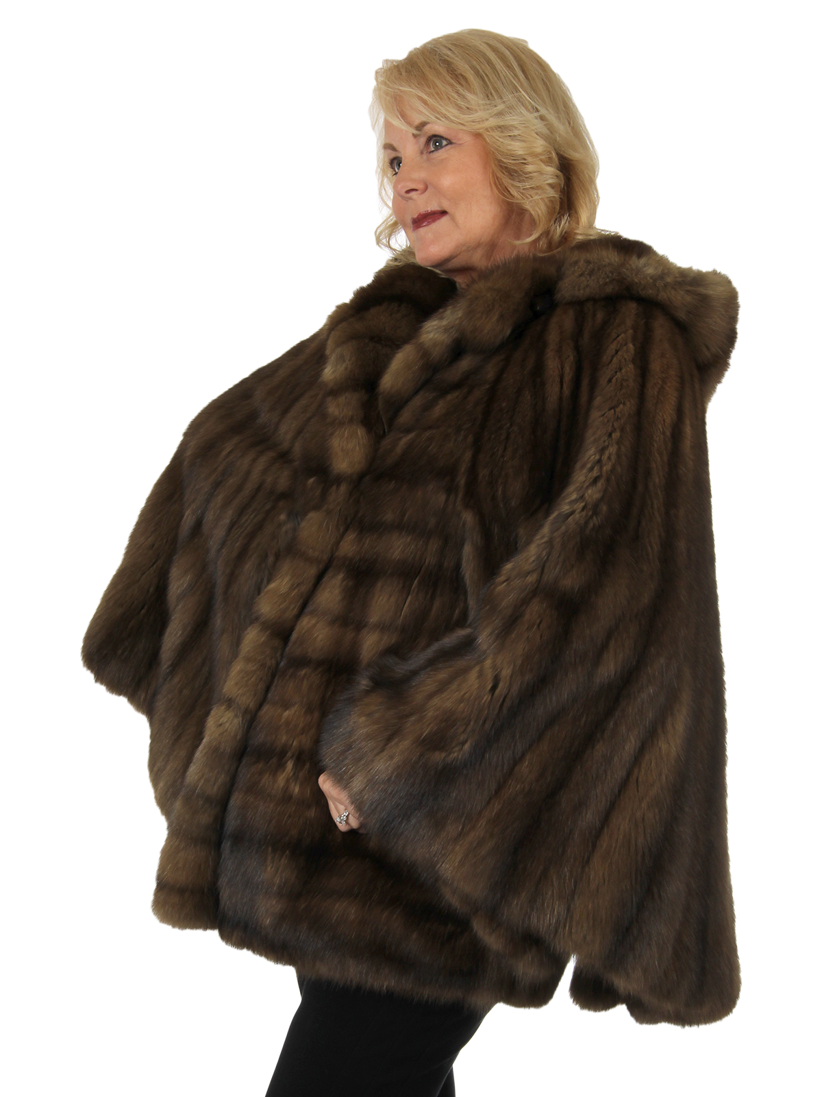 Russian Sable Fur Cape With Hood Women s Fur Cape OSFA Estate Furs russian-sable-fur-cape-with-hood-women-s-fur-cape-osfa-estate-furs