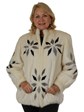 Woman's White Mink Fur Jacket with Black and Grey Mink Inserts