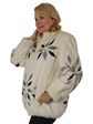 Woman's White Mink Fur Jacket with Black and Grey Mink Inserts