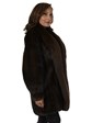 Woman's Mahogany Female Mink Fur Stroller with Dyed to Match Fox Tuxedo