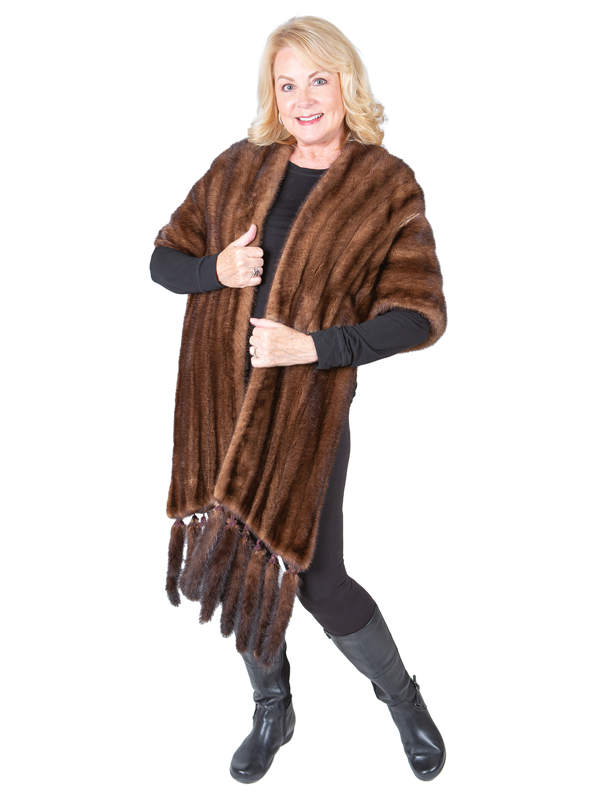 Woman's Mahogany Female Mink Fur Stole