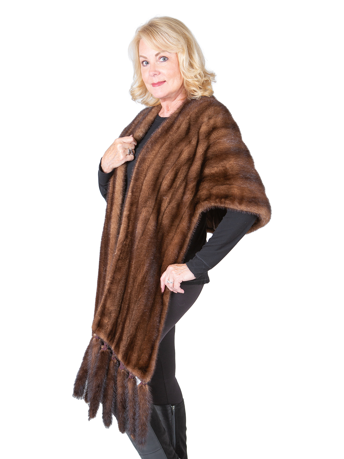 Mahogany Female Mink Fur Stole - OSFA (54628) | Estate Furs