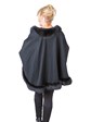 Woman's Black Cashmere Cape with Fox Fur Trim