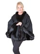 Woman's Black Cashmere Cape with Fox Fur Trim