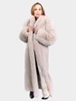 Woman's Blush Mink Fur Coat with Fox Sleeves and Tuxedo Front
